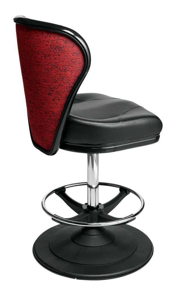 Pegasus casino chair. Casino seating for slot and table games. Disc base gaming stool with footring and swivel mechanism.